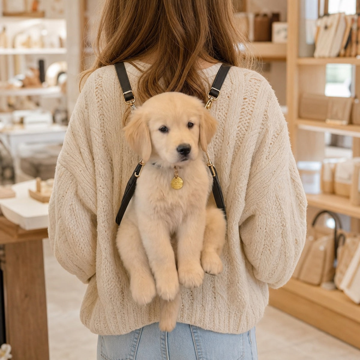 Wearing the Golden Retriever TwinPaw as a backpack